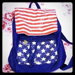 Betsey Johnson American Flag Backpack Bag